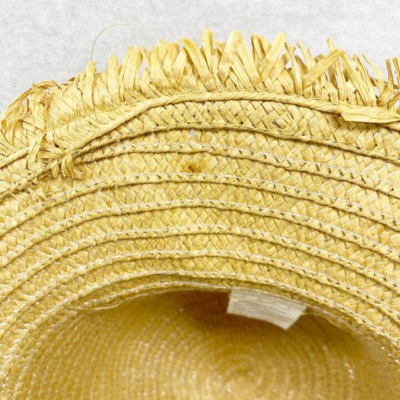 Tan Raw Edge Wide Brim Sun Hat OS - Picture 12 of 15